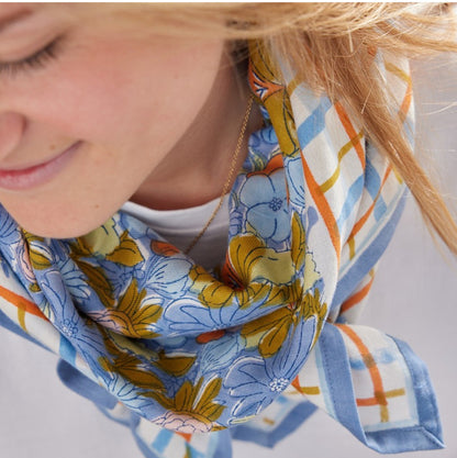 Foulard indien -Magic garden bleu