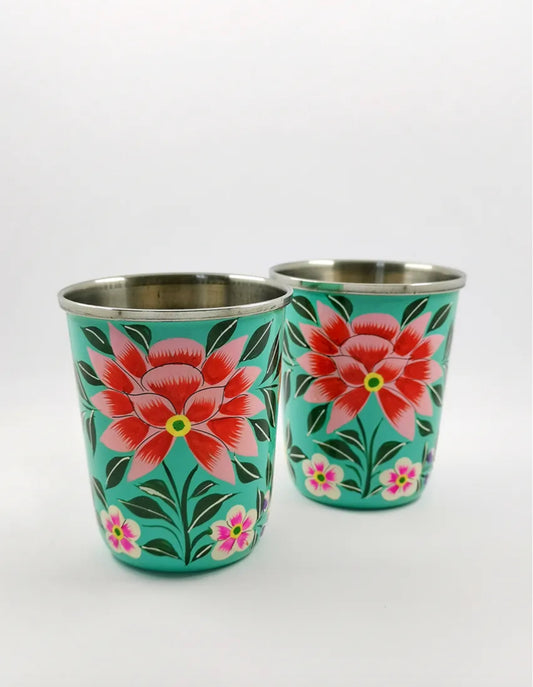 Verre email indien bleu turquoise