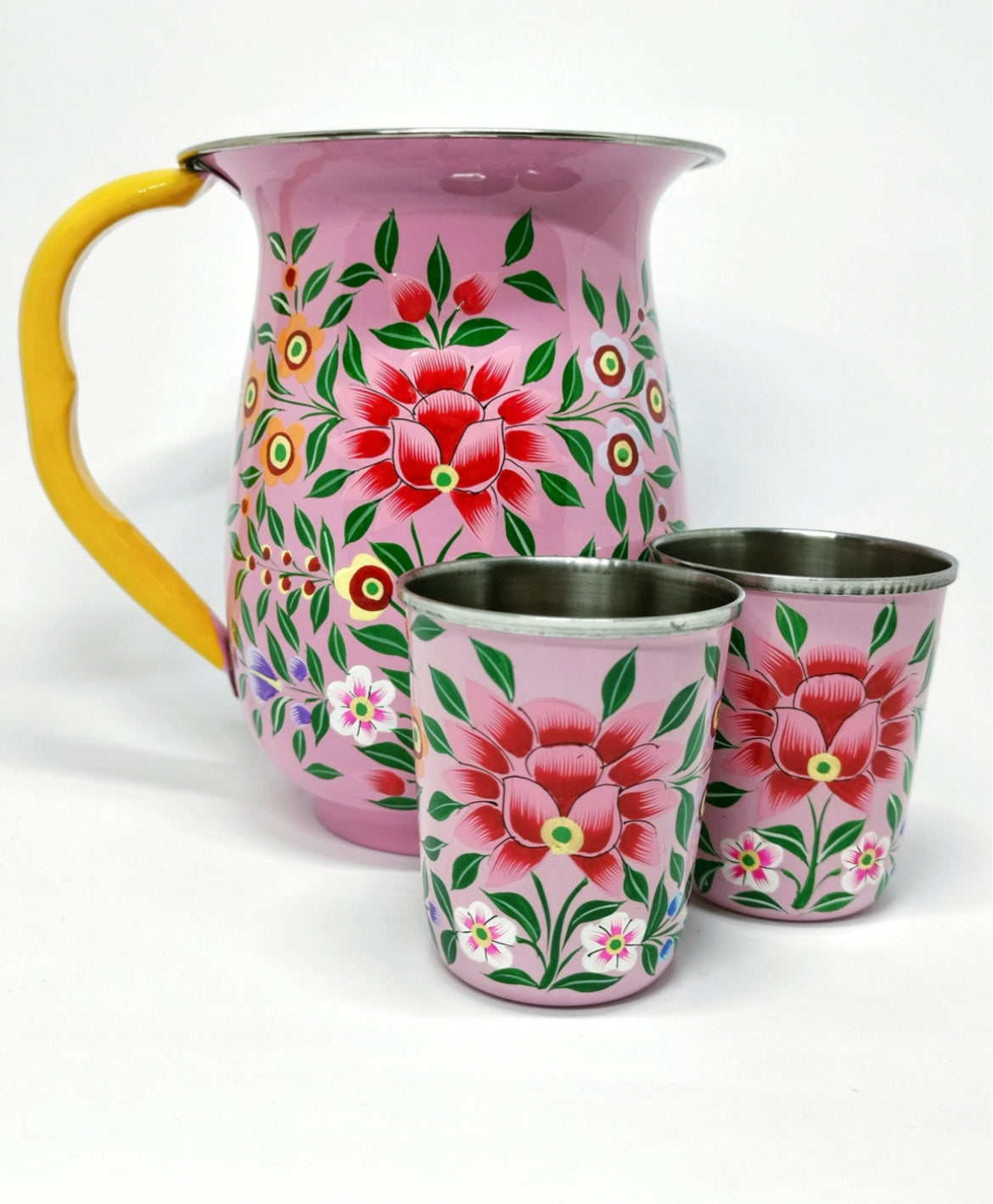 Pichet en  email indien  rose